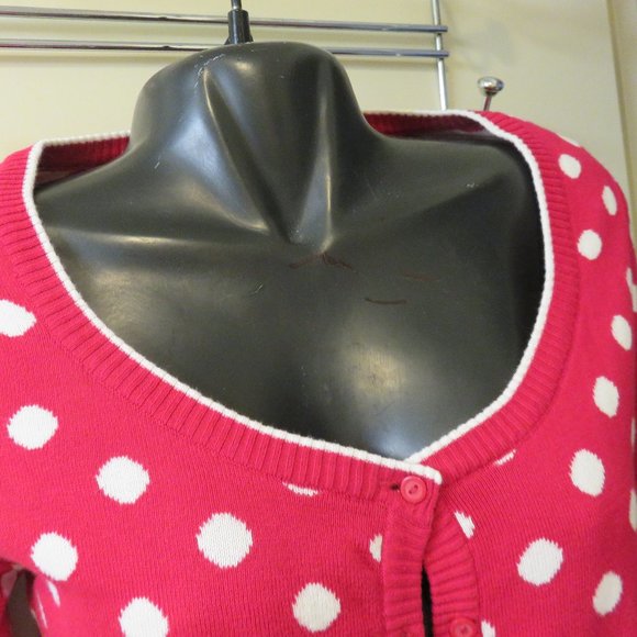 SUNNY LEIGH CARDIGAN*MEDIUM*RED AND WHITE*cotton - Picture 2 of 7